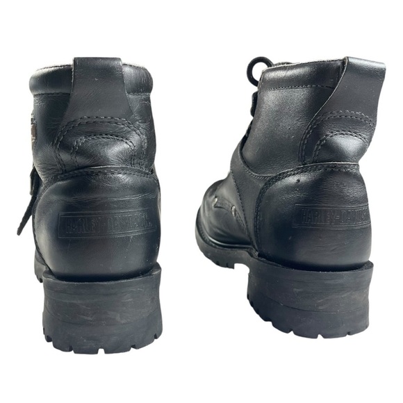 Harley Davidson Black Leather Moto Biker Boots - Picture 8 of 14